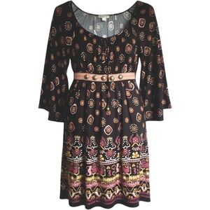 VTG Muse Boston Proper Dress Womens 10 M Peasant Studded Tassel Boho Fairygrunge
